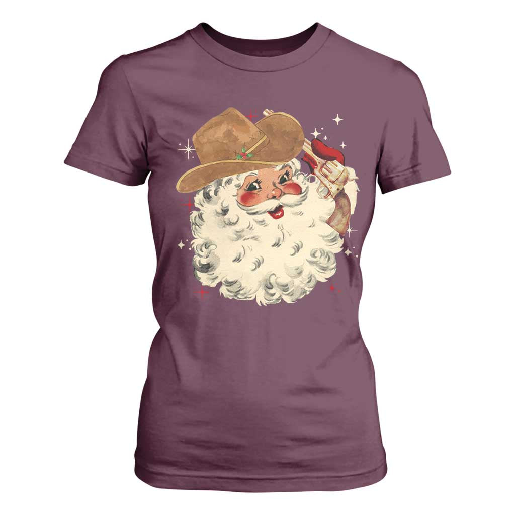 Christmas Cowboy T Shirt For Women Santa Claus Merry Xmas Vintage 90s Western Country TS10 Maroon Print Your Wear