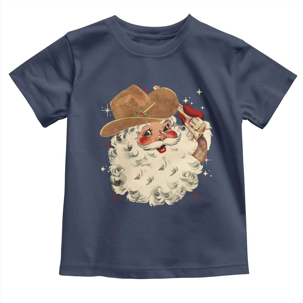 Christmas Cowboy Toddler T Shirt Santa Claus Merry Xmas Vintage 90s Western Country TS10 Navy Print Your Wear