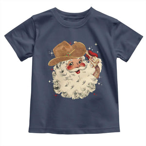 Christmas Cowboy Toddler T Shirt Santa Claus Merry Xmas Vintage 90s Western Country TS10 Navy Print Your Wear