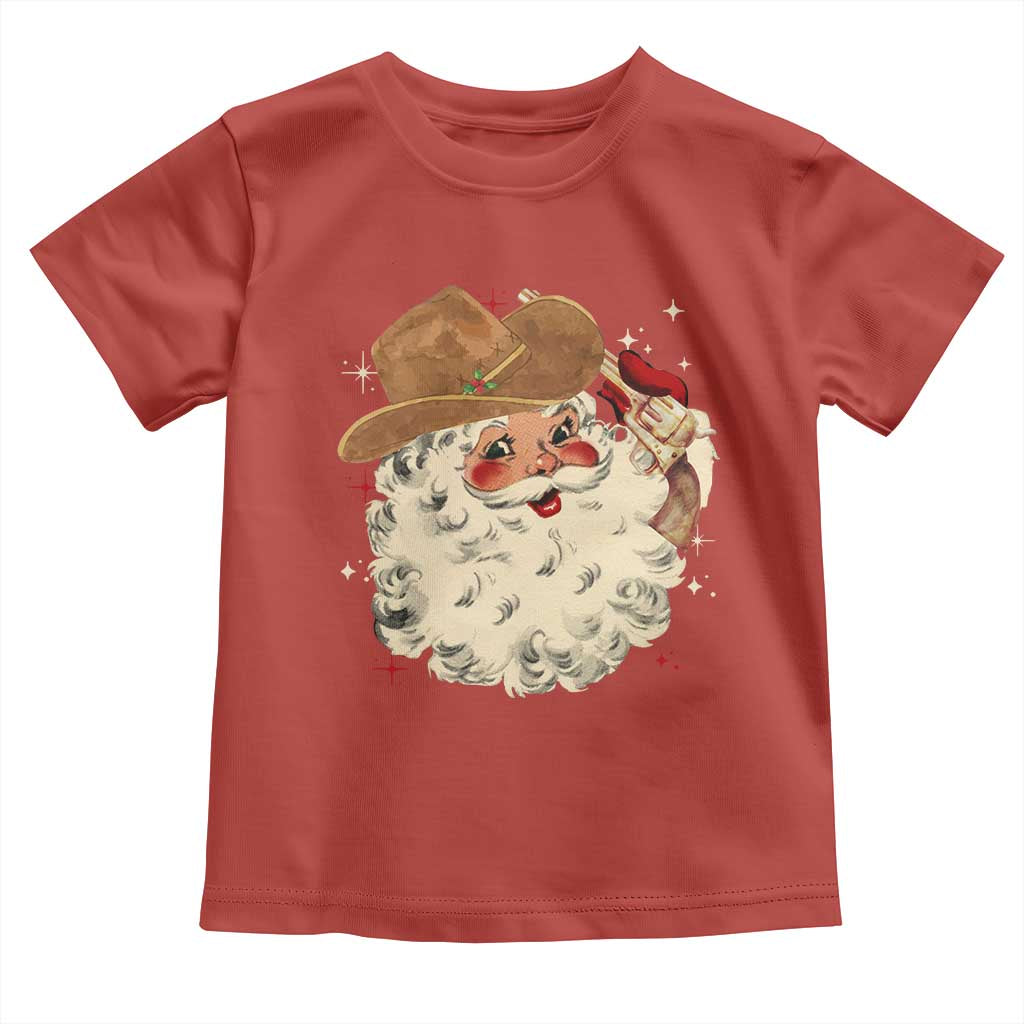 Christmas Cowboy Toddler T Shirt Santa Claus Merry Xmas Vintage 90s Western Country TS10 Red Print Your Wear