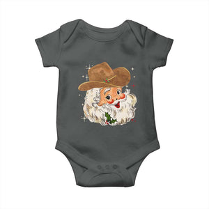 Christmas Cowboy Baby Onesie Santa Claus Vintage 90s Western Country Music Outfit TS10 Dark Heather Print Your Wear