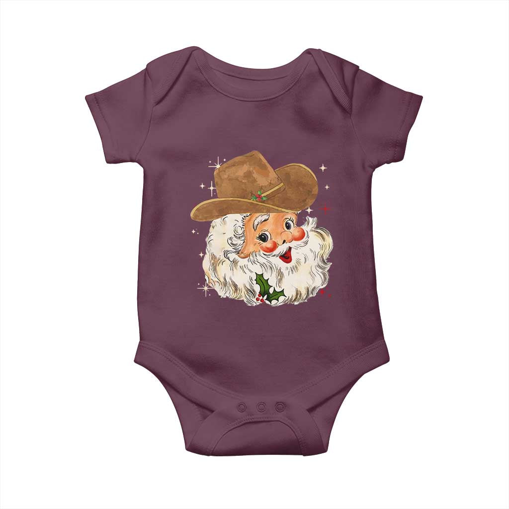 Christmas Cowboy Baby Onesie Santa Claus Vintage 90s Western Country Music Outfit TS10 Maroon Print Your Wear