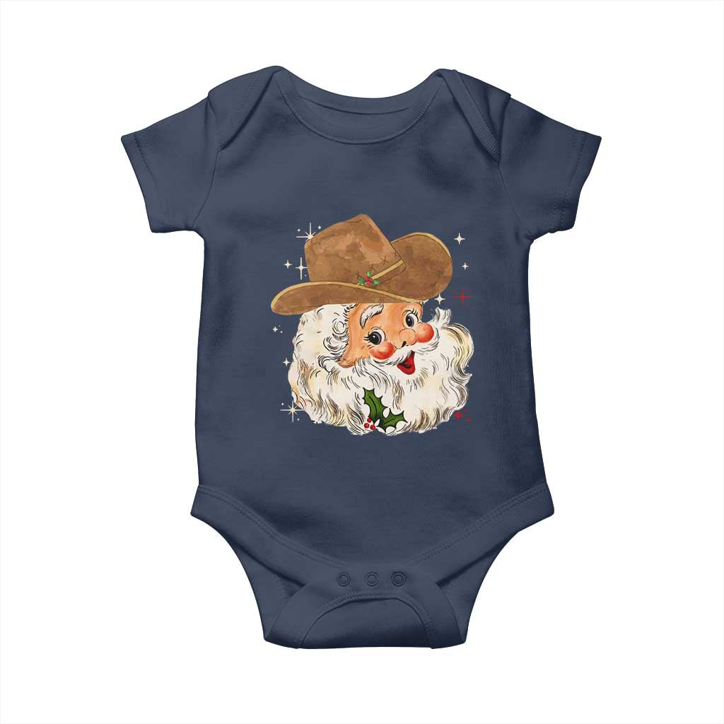Christmas Cowboy Baby Onesie Santa Claus Vintage 90s Western Country Music Outfit TS10 Navy Print Your Wear