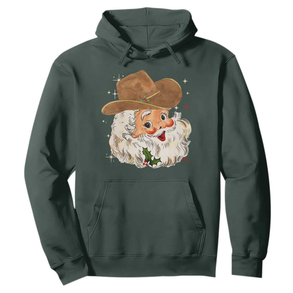 Christmas Cowboy Hoodie Santa Claus Vintage 90s Western Country Music Outfit TS10 Dark Forest Green Print Your Wear