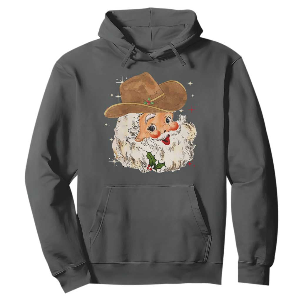 Christmas Cowboy Hoodie Santa Claus Vintage 90s Western Country Music Outfit TS10 Dark Heather Print Your Wear