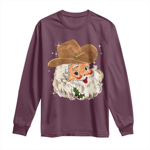 Christmas Cowboy Long Sleeve Shirt Santa Claus Vintage 90s Western Country Music Outfit TS10 Maroon Print Your Wear