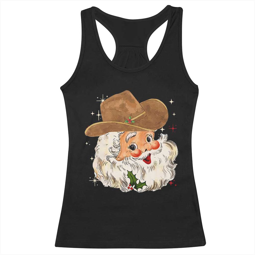 Christmas Cowboy Racerback Tank Top Santa Claus Vintage 90s Western Country Music Outfit TS10 Black Print Your Wear