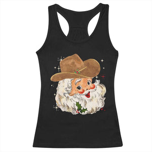 Christmas Cowboy Racerback Tank Top Santa Claus Vintage 90s Western Country Music Outfit TS10 Black Print Your Wear