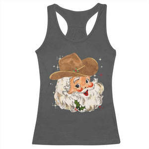 Christmas Cowboy Racerback Tank Top Santa Claus Vintage 90s Western Country Music Outfit TS10 Dark Heather Print Your Wear