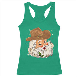 Christmas Cowboy Racerback Tank Top Santa Claus Vintage 90s Western Country Music Outfit TS10 Irish Green Print Your Wear
