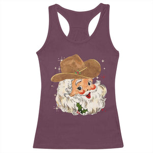 Christmas Cowboy Racerback Tank Top Santa Claus Vintage 90s Western Country Music Outfit TS10 Maroon Print Your Wear