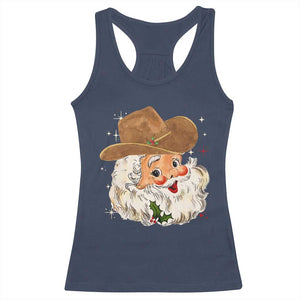 Christmas Cowboy Racerback Tank Top Santa Claus Vintage 90s Western Country Music Outfit TS10 Navy Print Your Wear
