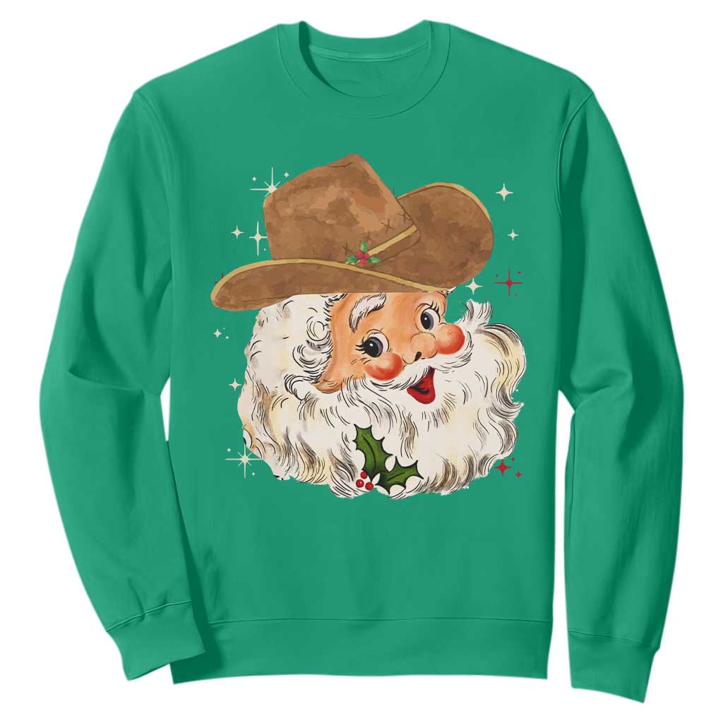 Christmas Cowboy Sweatshirt Santa Claus Vintage 90s Western Country Music Outfit TS10 Irish Green Print Your Wear