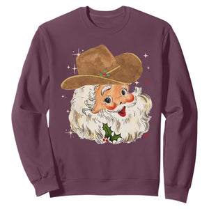 Christmas Cowboy Sweatshirt Santa Claus Vintage 90s Western Country Music Outfit TS10 Maroon Print Your Wear