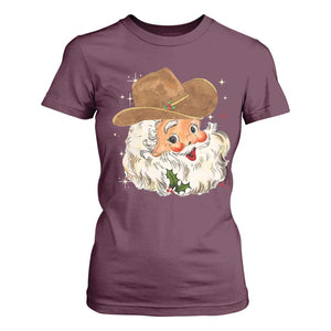Christmas Cowboy T Shirt For Women Santa Claus Vintage 90s Western Country Music Outfit TS10 Maroon Print Your Wear