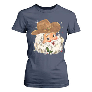Christmas Cowboy T Shirt For Women Santa Claus Vintage 90s Western Country Music Outfit TS10 Navy Print Your Wear