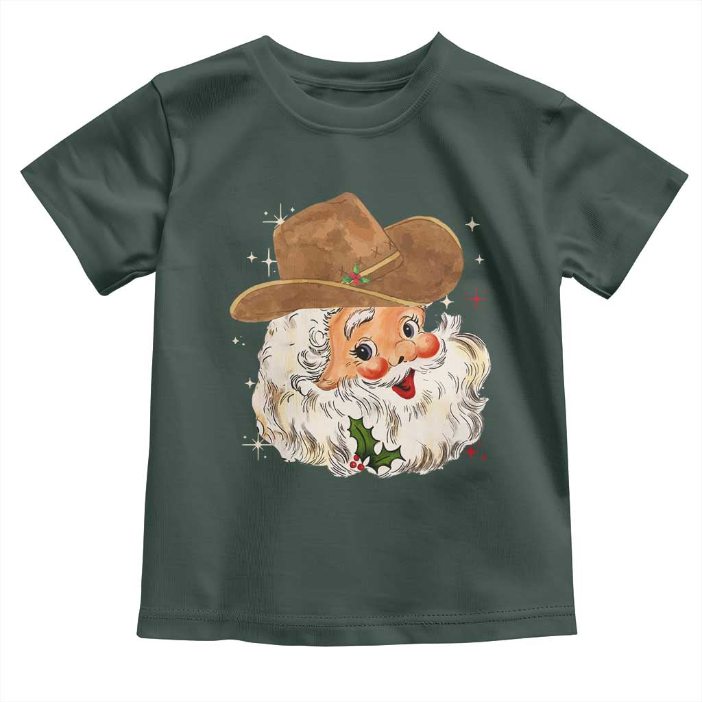 Christmas Cowboy Toddler T Shirt Santa Claus Vintage 90s Western Country Music Outfit TS10 Dark Forest Green Print Your Wear