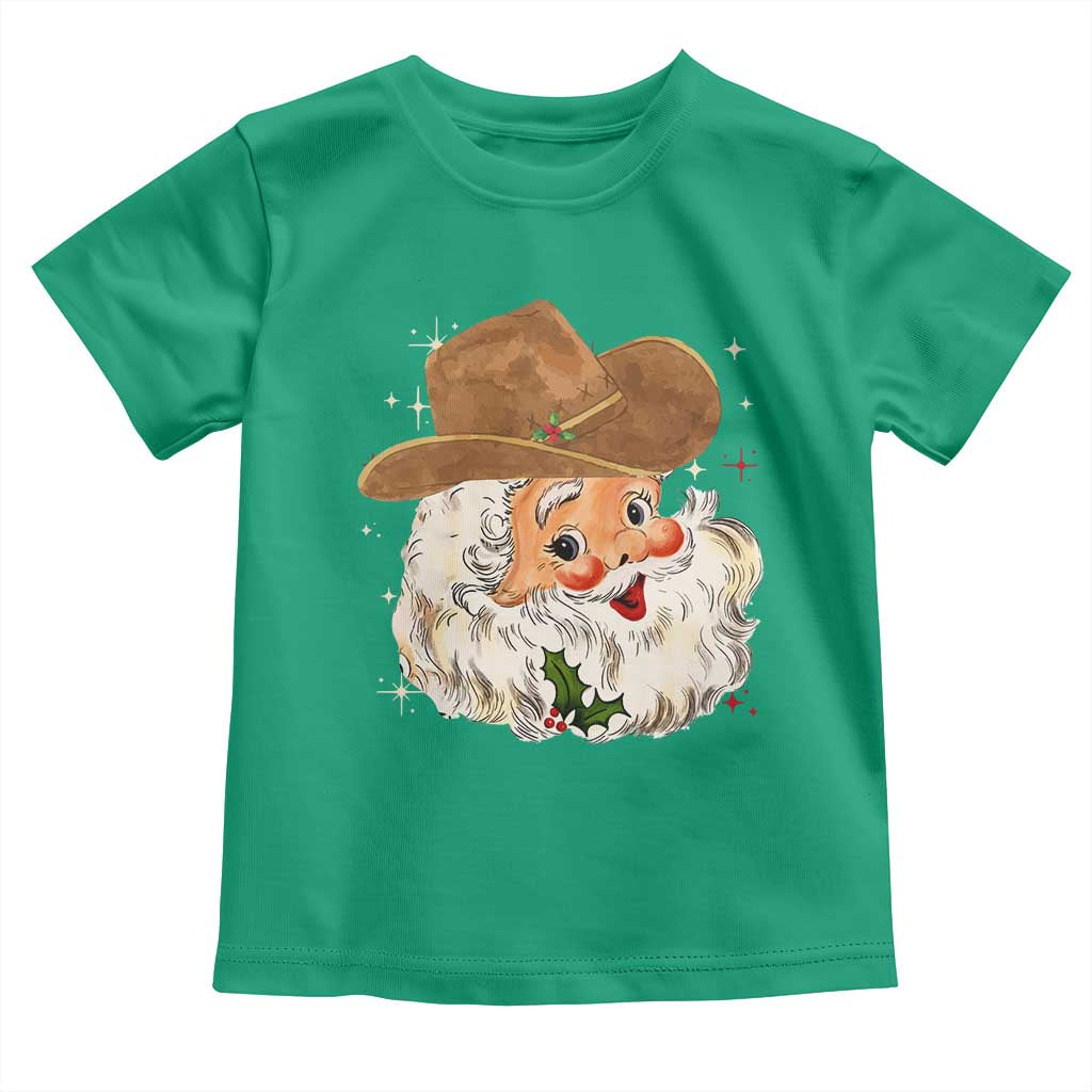 Christmas Cowboy Toddler T Shirt Santa Claus Vintage 90s Western Country Music Outfit TS10 Irish Green Print Your Wear