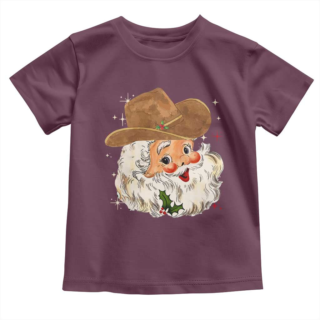 Christmas Cowboy Toddler T Shirt Santa Claus Vintage 90s Western Country Music Outfit TS10 Maroon Print Your Wear