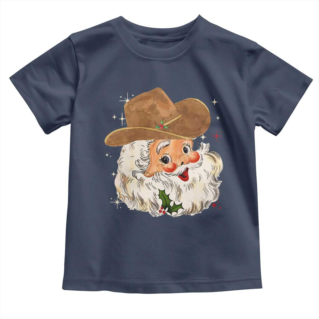 Christmas Cowboy Toddler T Shirt Santa Claus Vintage 90s Western Country Music Outfit TS10 Navy Print Your Wear