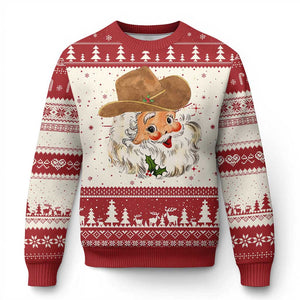Cowboy Ugly Christmas Sweater Santa Claus Vintage 90s Western Country Music Outfit TS10 Red Print Your Wear