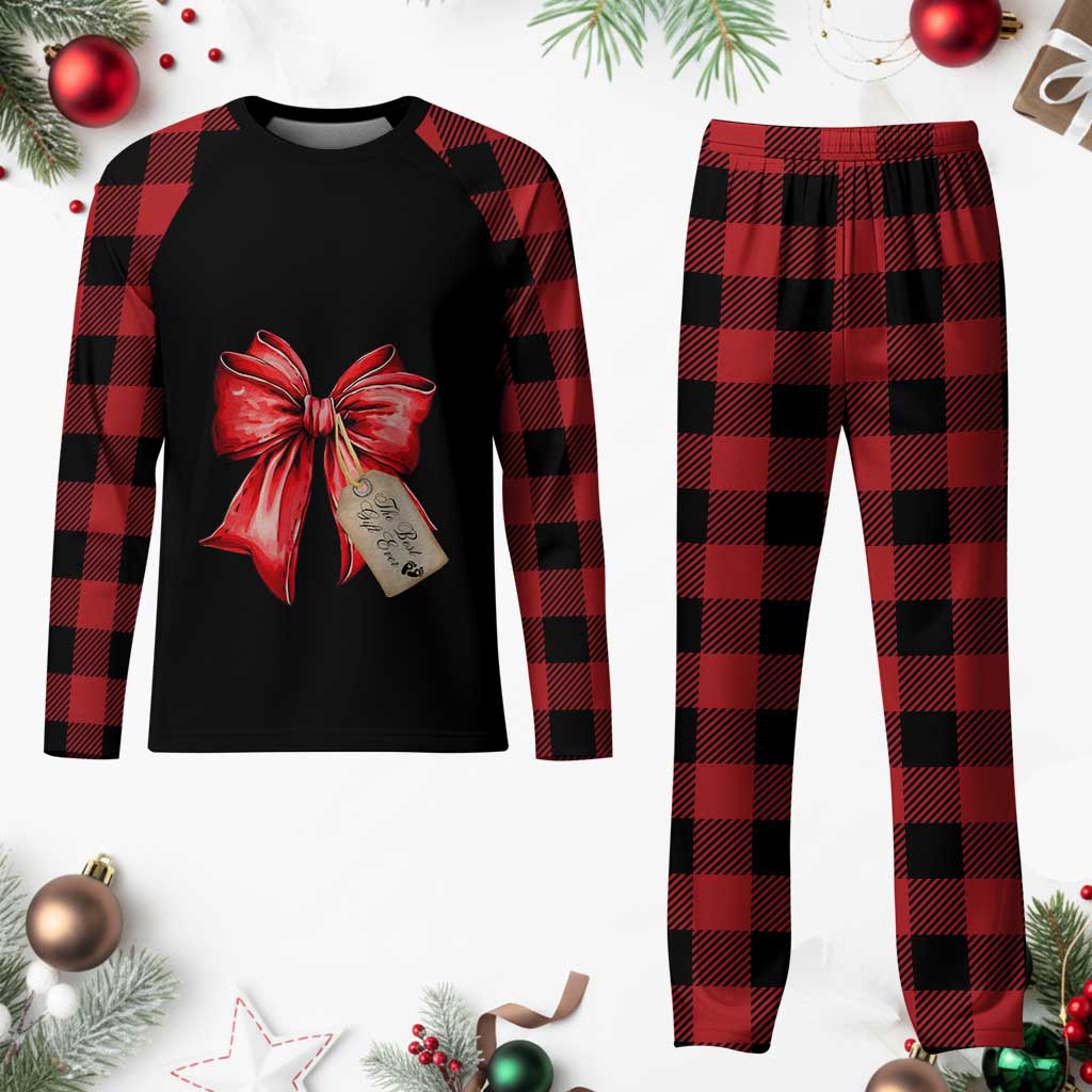 Pregnancy Announcement Plaid Pajama Set Coquette Bow Xmas Maternity Gift TS10 Buffalo Plaid Print Your Wear