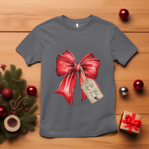 Christmas Pregnancy Announcement T Shirt Coquette Bow Xmas Maternity Gift TS10 Charcoal Print Your Wear