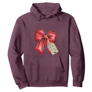 Christmas Pregnancy Announcement Hoodie Coquette Bow Xmas Maternity Gift TS10 Maroon Print Your Wear