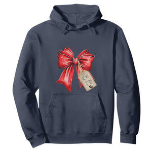 Christmas Pregnancy Announcement Hoodie Coquette Bow Xmas Maternity Gift TS10 Navy Print Your Wear