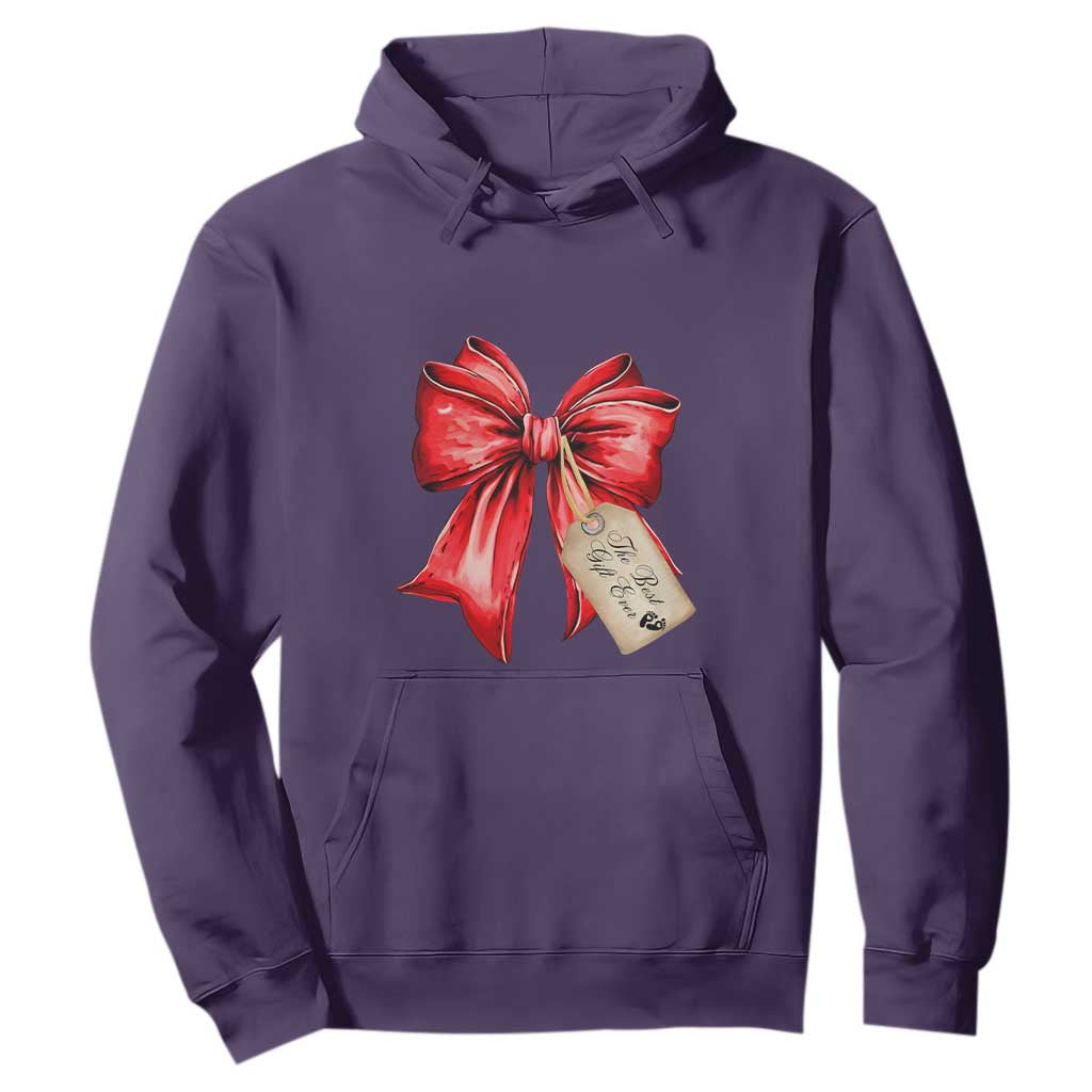 Christmas Pregnancy Announcement Hoodie Coquette Bow Xmas Maternity Gift TS10 Purple Print Your Wear