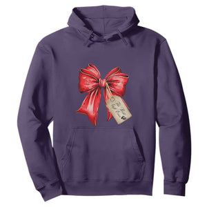 Christmas Pregnancy Announcement Hoodie Coquette Bow Xmas Maternity Gift TS10 Purple Print Your Wear