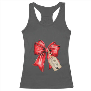 Christmas Pregnancy Announcement Racerback Tank Top Coquette Bow Xmas Maternity Gift TS10 Dark Heather Print Your Wear