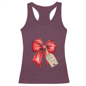Christmas Pregnancy Announcement Racerback Tank Top Coquette Bow Xmas Maternity Gift TS10 Maroon Print Your Wear