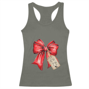 Christmas Pregnancy Announcement Racerback Tank Top Coquette Bow Xmas Maternity Gift TS10 Military Green Print Your Wear