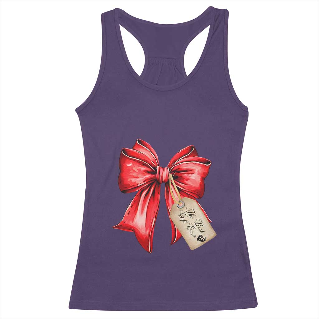 Christmas Pregnancy Announcement Racerback Tank Top Coquette Bow Xmas Maternity Gift TS10 Purple Print Your Wear