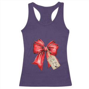 Christmas Pregnancy Announcement Racerback Tank Top Coquette Bow Xmas Maternity Gift TS10 Purple Print Your Wear