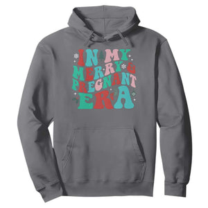 Christmas Pregnancy Announcement Hoodie Merry & Pregnant Era Cute Groovy Christmas Holiday Xmas TS10 Charcoal Print Your Wear