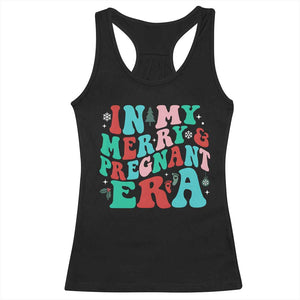 Christmas Pregnancy Announcement Racerback Tank Top Merry & Pregnant Era Cute Groovy Christmas Holiday Xmas TS10 Black Print Your Wear