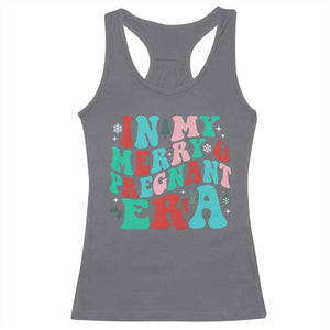 Christmas Pregnancy Announcement Racerback Tank Top Merry & Pregnant Era Cute Groovy Christmas Holiday Xmas TS10 Charcoal Print Your Wear