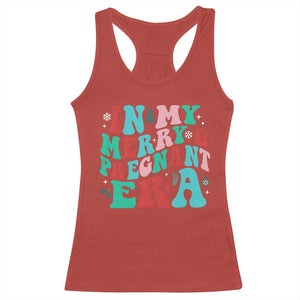 Christmas Pregnancy Announcement Racerback Tank Top Merry & Pregnant Era Cute Groovy Christmas Holiday Xmas TS10 Red Print Your Wear