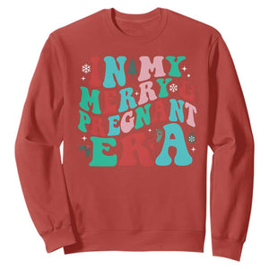 Christmas Pregnancy Announcement Sweatshirt Merry & Pregnant Era Cute Groovy Christmas Holiday Xmas TS10 Red Print Your Wear
