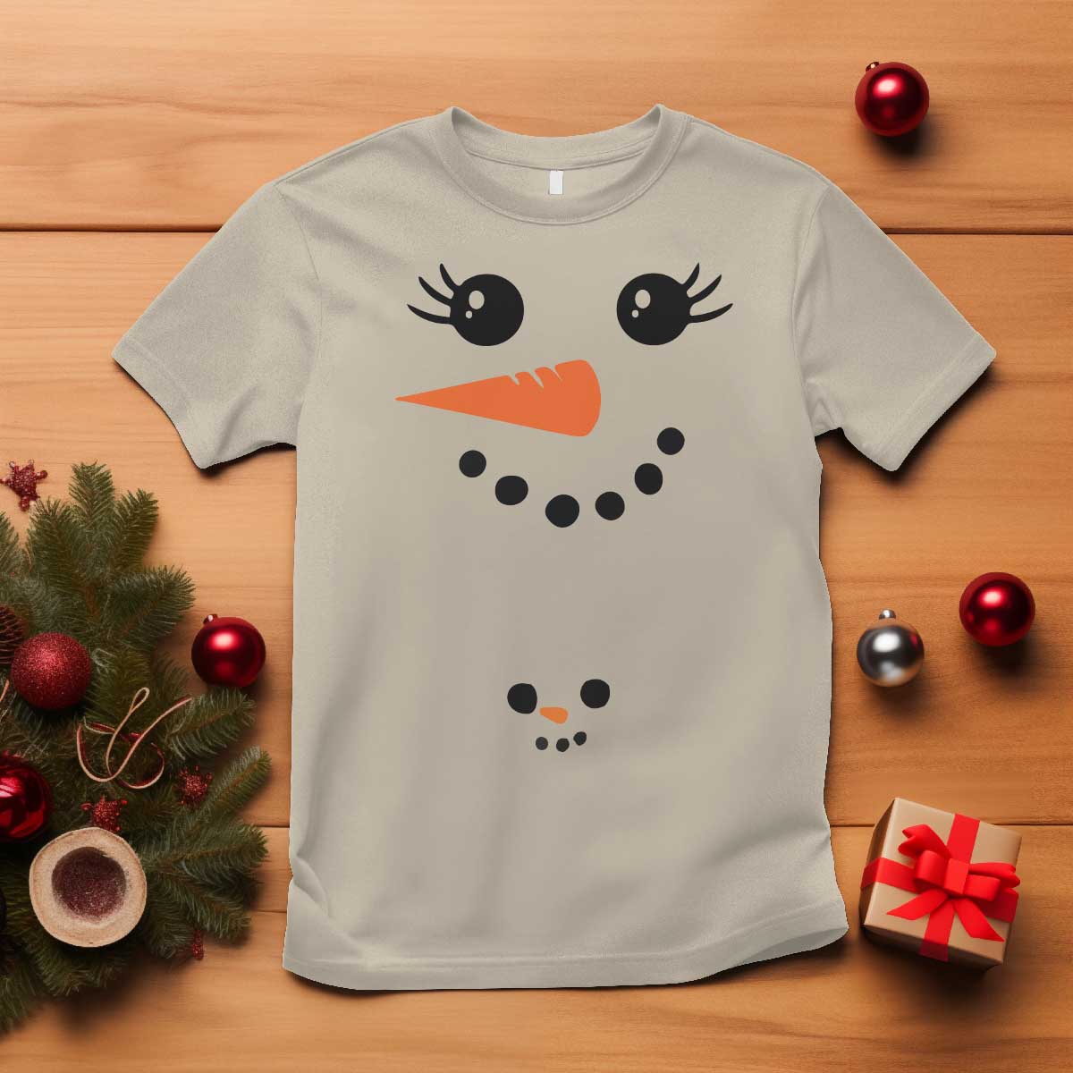 Christmas Pregnancy Announcement T Shirt Snowman Face Xmas Maternity Gift TS10 Sand Print Your Wear