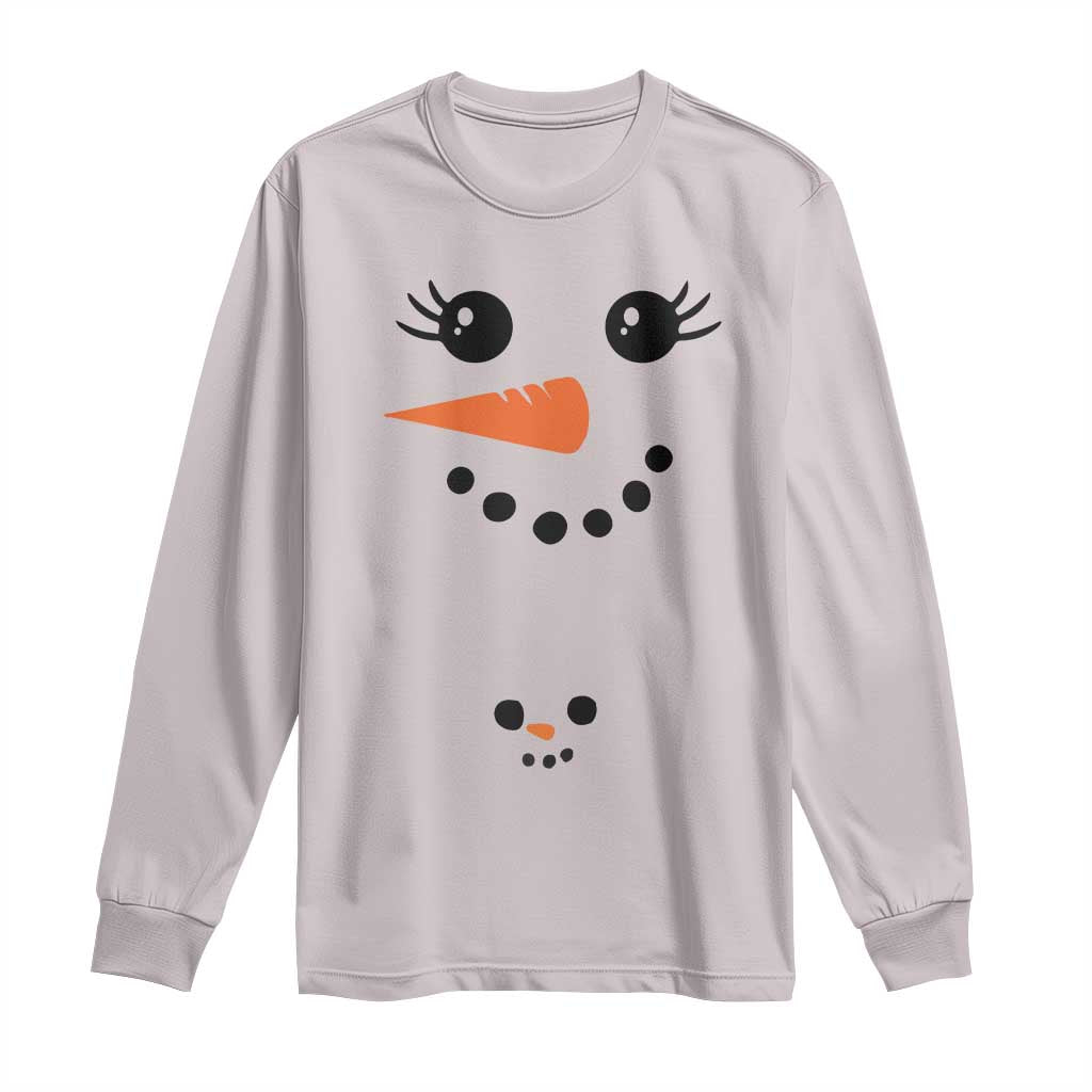 Christmas Pregnancy Announcement Long Sleeve Shirt Snowman Face Xmas Maternity Gift TS10 Ice Gray Print Your Wear