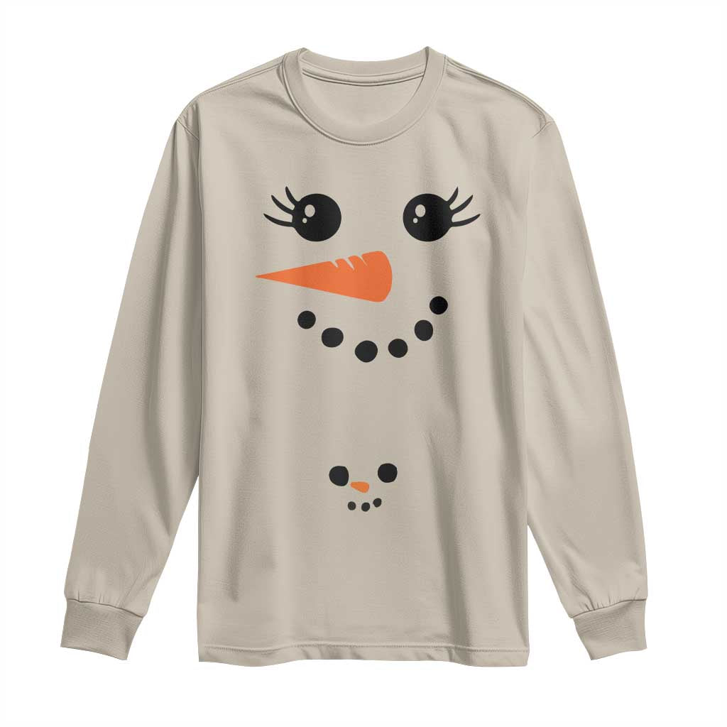 Christmas Pregnancy Announcement Long Sleeve Shirt Snowman Face Xmas Maternity Gift TS10 Sand Print Your Wear