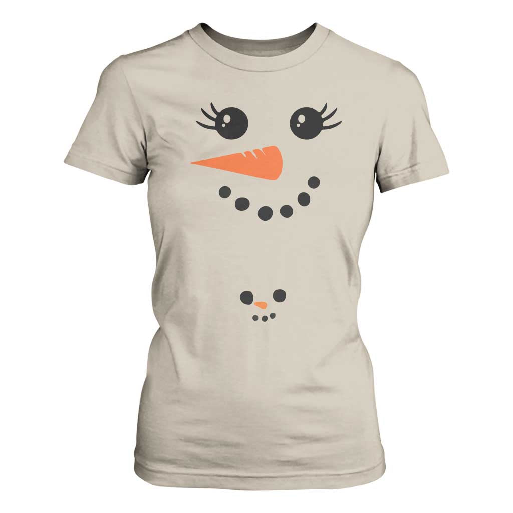 Christmas Pregnancy Announcement T Shirt For Women Snowman Face Xmas Maternity Gift TS10 Sand Print Your Wear