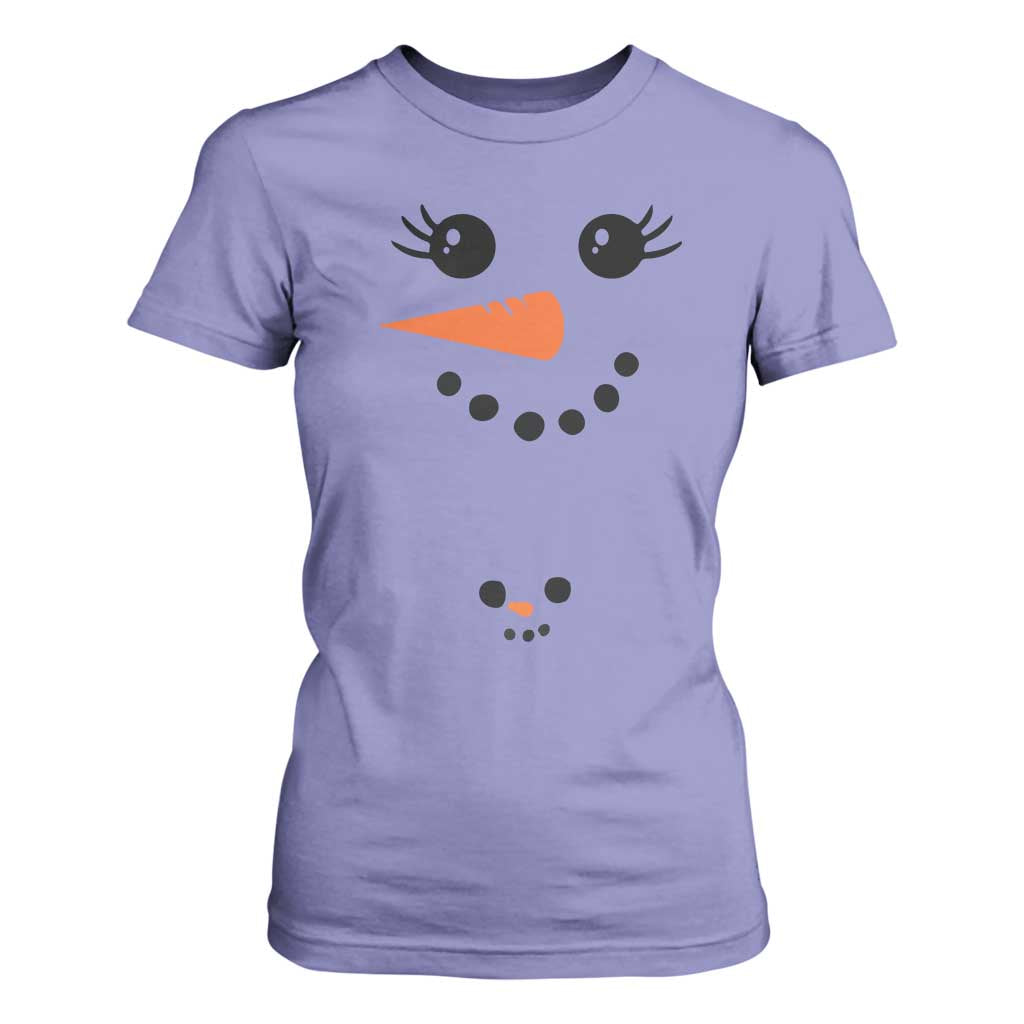 Christmas Pregnancy Announcement T Shirt For Women Snowman Face Xmas Maternity Gift TS10 Violet Print Your Wear