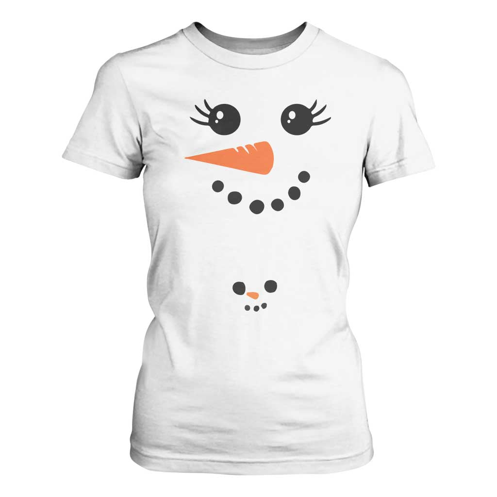 Christmas Pregnancy Announcement T Shirt For Women Snowman Face Xmas Maternity Gift TS10 White Print Your Wear