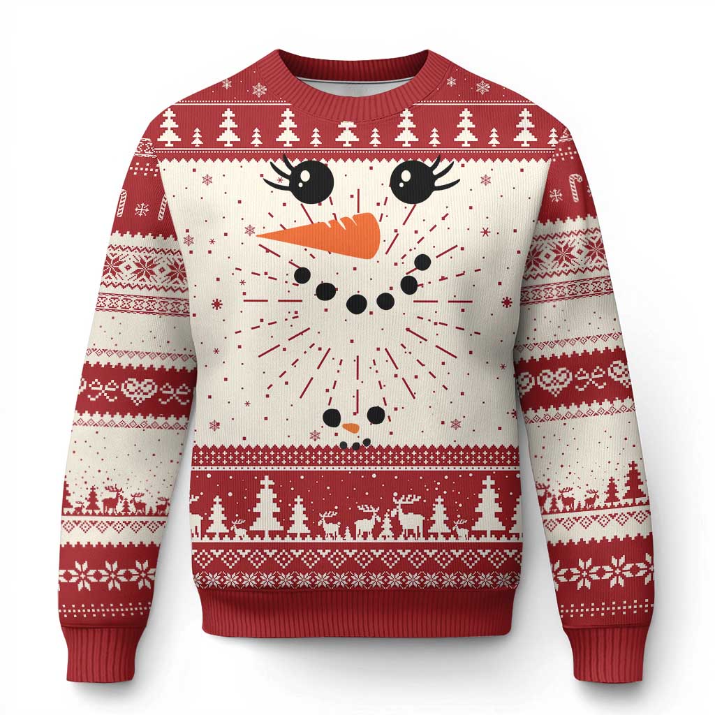 Pregnancy Announcement Ugly Christmas Sweater Snowman Face Xmas Maternity Gift TS10 Red Print Your Wear