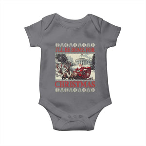 Funny Trump Christmas Baby Onesie I'll Be Home For Christmas Ugly Xmas Santa Trump Riding Sleigh TS10 Charcoal Print Your Wear