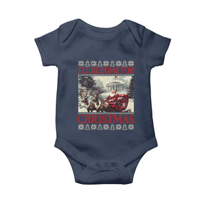 Funny Trump Christmas Baby Onesie I'll Be Home For Christmas Ugly Xmas Santa Trump Riding Sleigh TS10 Navy Print Your Wear